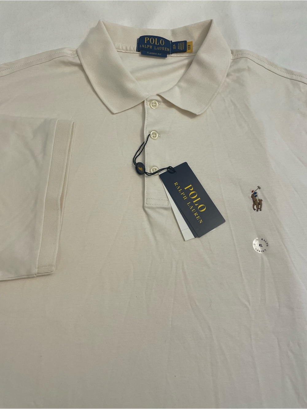 NWT Polo Ralph Lauren Classic Fit Mesh Polo Short Sleeve Shirt Chic Cream Men XL